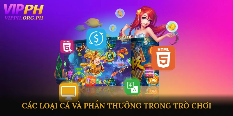 Các loại cá và phần thưởng trong trò chơi